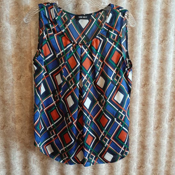 9West sleeveless geometric print top size M - Picture 1 of 6